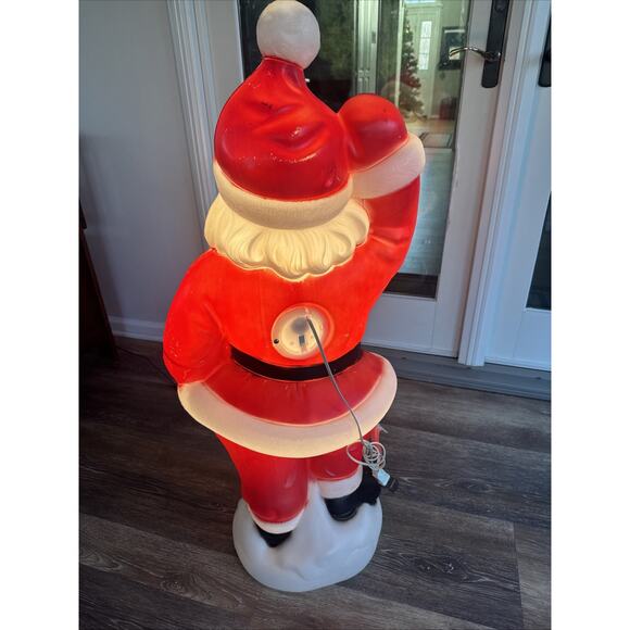 Blow Mold General Foam 41” Waving Santa w/ Red Gloves Christmas Made in USA - Picture 8 of 13